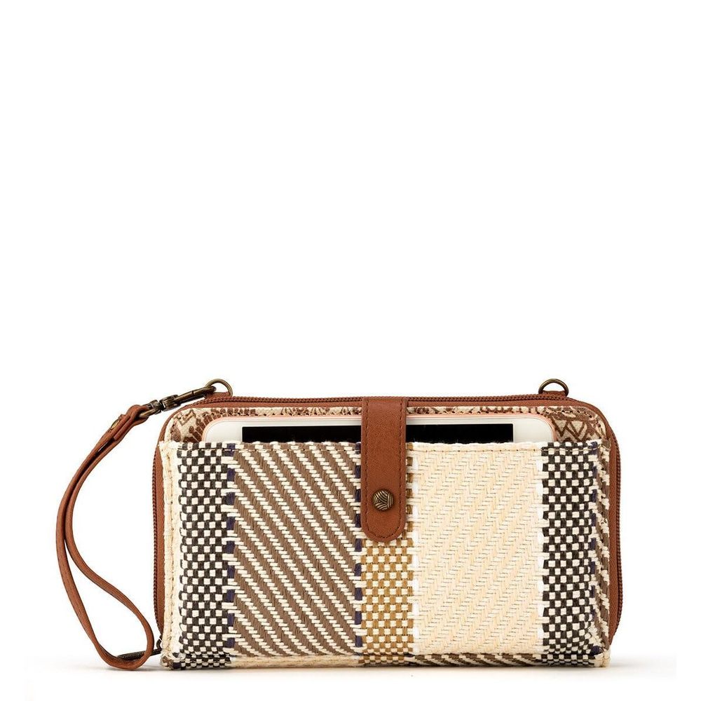 Large Smartphone Crossbody In Canvas, Detachable Wristlet Strap, Tobacco :)